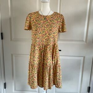 Spring Floral Yellow Dress